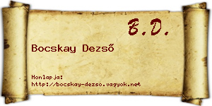 Bocskay Dezső névjegykártya
