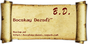 Bocskay Dezső névjegykártya